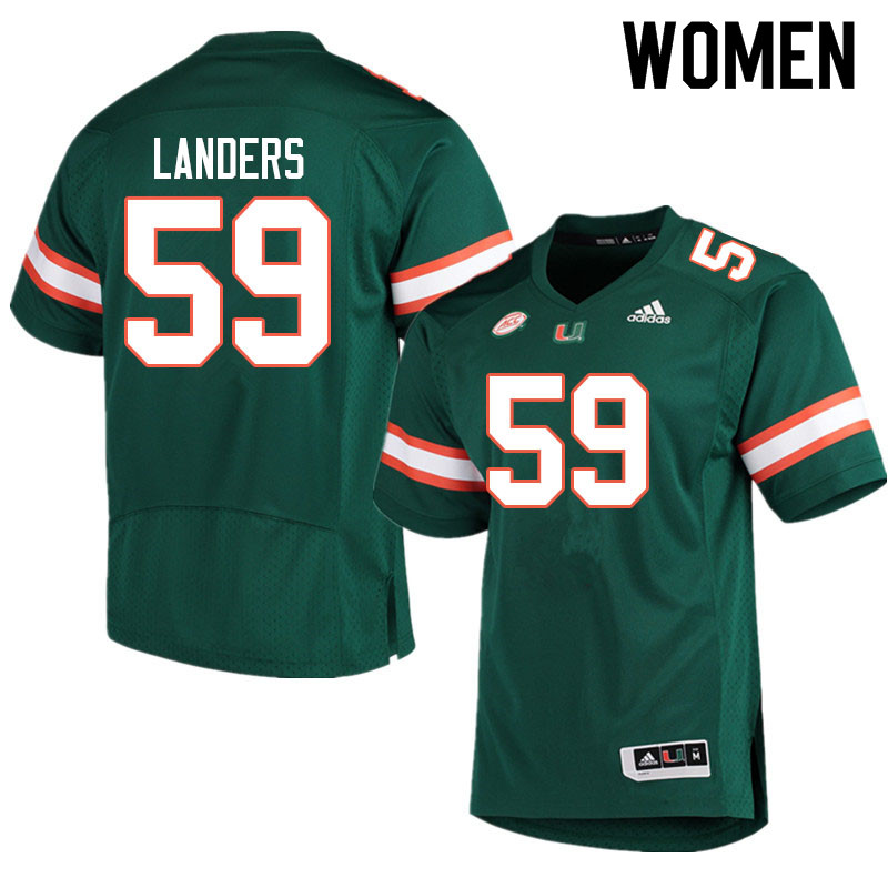 Women #59 Gabe Landers Miami Hurricanes College Football Jerseys Sale-Green